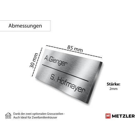 Targa di nome in acciaio inossidabile con incisione laser