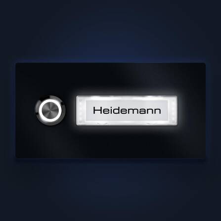Metzler Türklingel Aufputz | mit LED-Beleuchtung | Austauschbares Namensschild | Edelstahl Klingeltaster | 1 Klingeltaster | RAL 7016 Anthrazit | Otis