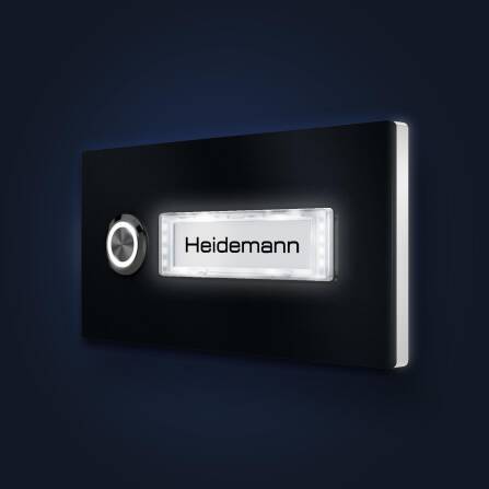 Metzler Türklingel Aufputz | mit LED-Beleuchtung | Austauschbares Namensschild | Edelstahl Klingeltaster | 1 Klingeltaster | RAL 7016 Anthrazit | Otis
