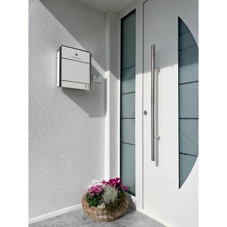 Metzler Cassetta delle lettere in acciaio inox | personalizzata con incisione | Scomparto per giornali opzionale | Bianco | Moris