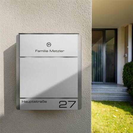 Metzler Cassetta delle lettere in acciaio inox | personalizzata con incisione | Scomparto per giornali opzionale | Bianco | Moris