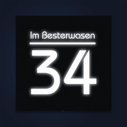 LED-Hausnummernschild in Anthrazit mit Straße