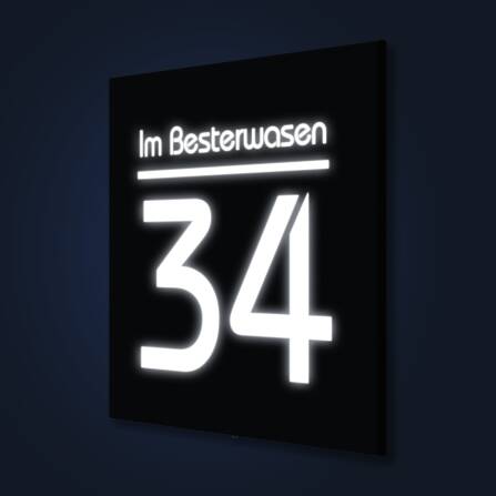 LED-Hausnummernschild in Anthrazit mit Straße