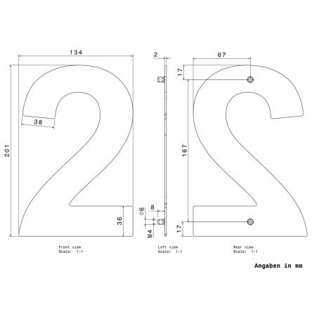 Metzler Hausnummer | Edelstahl | Arial | Anthrazitgrau | Höhe 20 cm | 2
