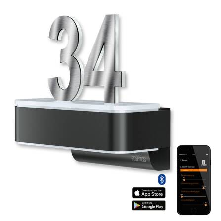 LED-Hausnummernschild von Steinel | L820 | Anthrazit und Edelstahl | Sensor & Bluetooth