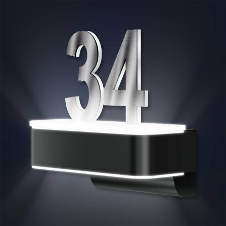 LED-Hausnummernschild von Steinel | L820 | Anthrazit und Edelstahl | Sensor & Bluetooth