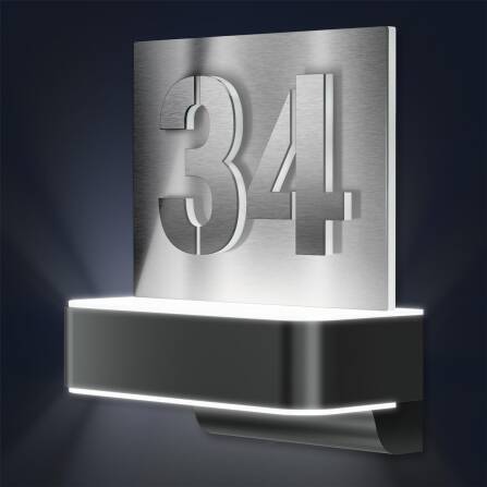 LED-Hausnummernschild von Steinel | L820 | Anthrazit und Edelstahl | Sensor & Bluetooth