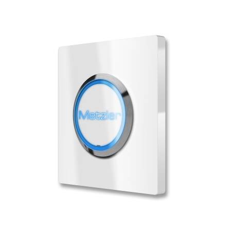 Metzler quadratische Türklingel Weiß LED Gravur + Klingeltaster | Luna