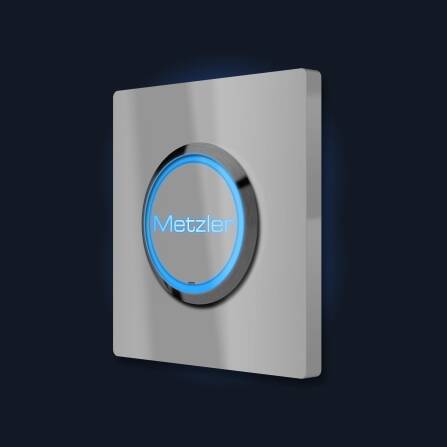 Metzler quadratische Türklingel Weiß LED Gravur + Klingeltaster | Luna