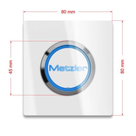 Metzler quadratische Türklingel Weiß LED Gravur + Klingeltaster | Luna