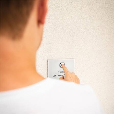 Metzler Funkklingel kabellos Edelstahl V2A | Aufputz Türklingel IP67 | 150m Reichweite  | RAL 9016 Weiß | Vitus