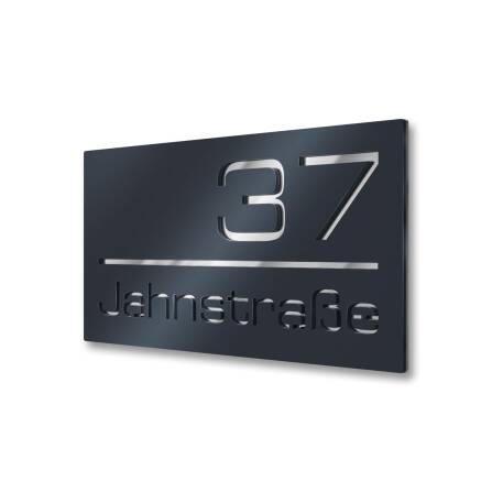 3D-Hausnummernschild aus Edelstahl in Anthrazit