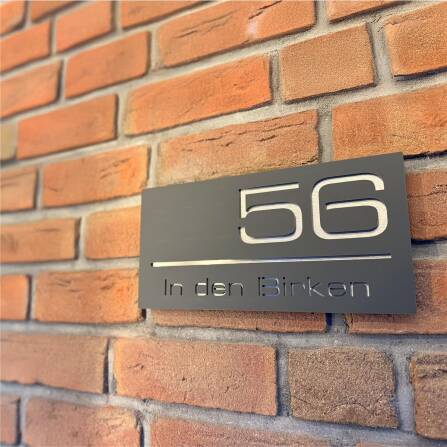 Plaque de numéro de maison 3D en acier inoxydable en anthracite