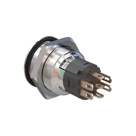Metzler - Drucktaster 19mm - LED Ringbeleuchtung RGB - IP67 IK10 - Edelstahl - Flach - Lötkontakte