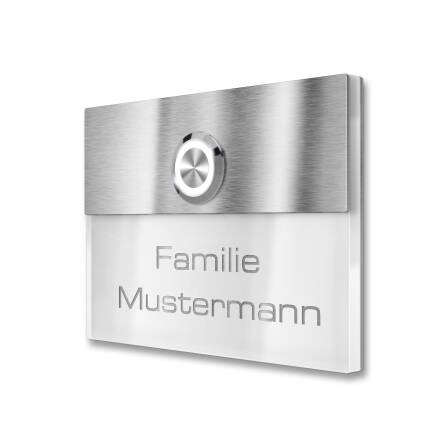 Metzler Sonnette acier inoxydable Bbanc Gravure laser + Bouton poussoir LED | Sena