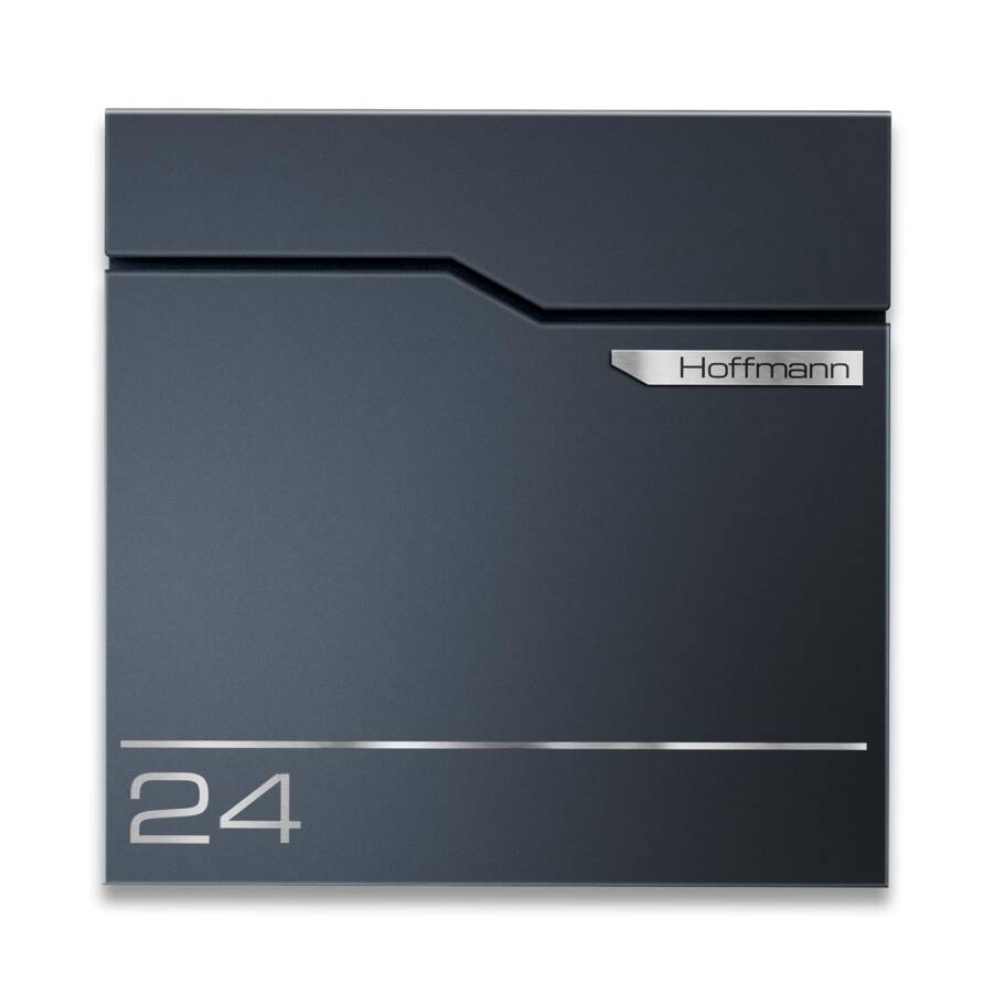 Edelstahl Briefkasten mit Gravur Anthrazit Edelstahl