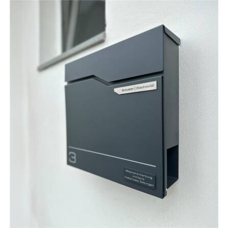 Metzler Briefkasten austauschbares Namensschild | Anthrazit  | Hoffmann