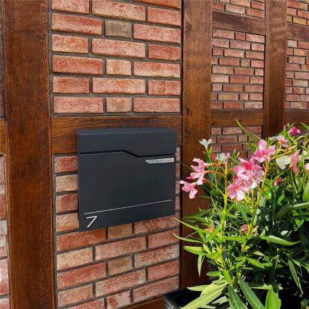 Metzler Briefkasten austauschbares Namensschild | Anthrazit  | Hoffmann