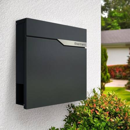 Metzler Briefkasten Anthrazit austauschbares Namensschild | Ebenhard