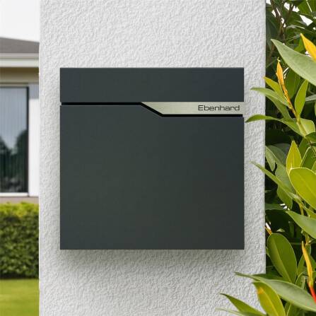 Metzler Briefkasten Anthrazit austauschbares Namensschild | Ebenhard