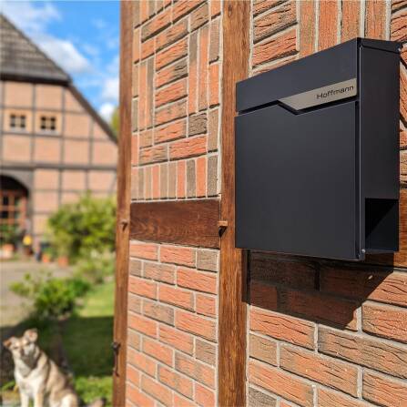 Metzler Briefkasten Anthrazit austauschbares Namensschild | Ebenhard