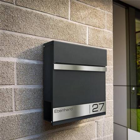 Metzler Briefkasten Anthrazit mit Lasergravur | Stencil