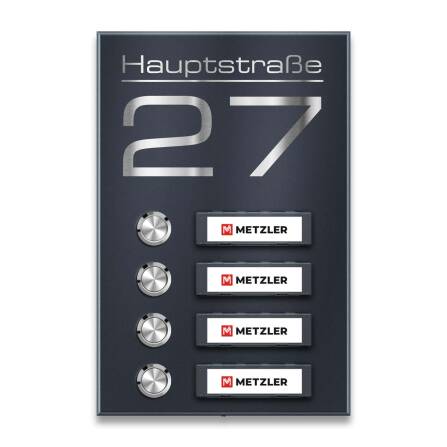 Metzler Funkklingel mit 4 Klingeltastern | Anthrazit...