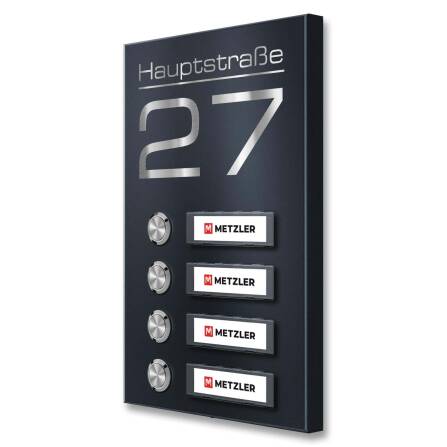 Metzler Sonnette sans fil Anthracite Plaques de nom échangeables | Tara M4