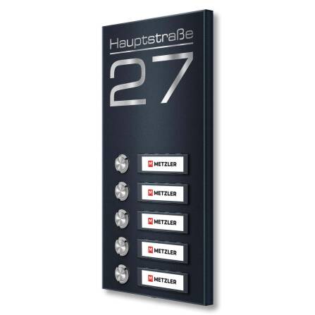 Metzler Sonnette sans fil Anthracite Plaques de nom échangeables | Tara M5