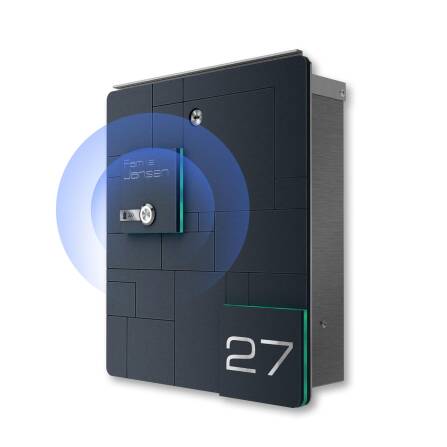 Metzler Briefkasten Funkklingel Anthrazit Edelstahl Gravur optional | 02