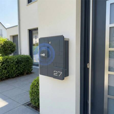 Metzler Briefkasten Funkklingel Anthrazit Edelstahl Gravur optional | 02