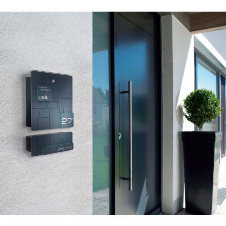 Metzler Briefkasten Funkklingel Anthrazit Edelstahl Gravur optional | 02