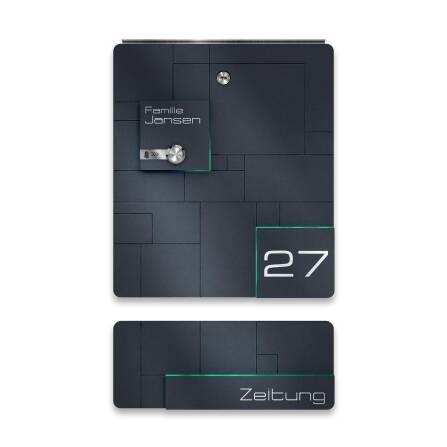 Metzler Briefkasten Funkklingel Anthrazit Edelstahl Gravur optional | 02