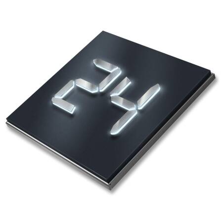Metzler LED-beleuchtetes Hausnummernschild mit digitalen Ziffern aus Edelstahl