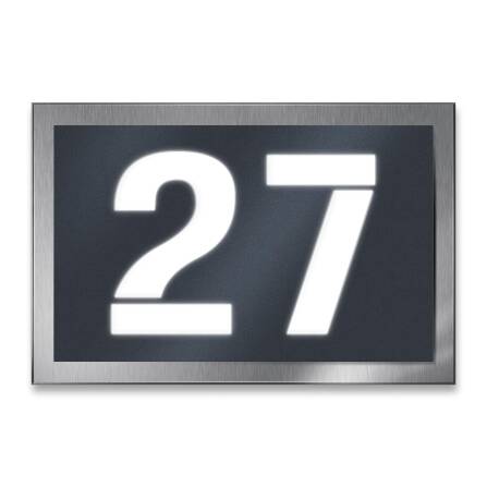LED-beleuchtetes Hausnummernschild aus Edelstahl in matt...