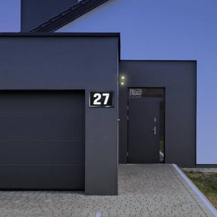 LED-beleuchtetes Hausnummernschild aus Edelstahl in matt Anthrazit