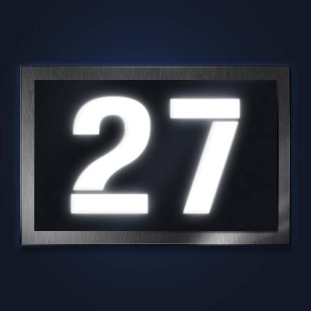 LED-beleuchtetes Hausnummernschild aus Edelstahl in matt Anthrazit