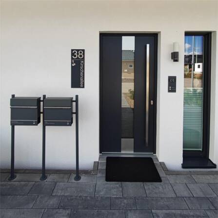 Metzler plaque de numéro de maison format vertical anthracite acier inoxydable | Weissenhof XXL