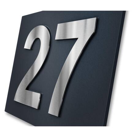 Hausnummernschild mit 3D-Ziffern aus Edelstahl in...