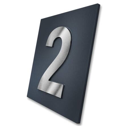 3D-Hausnummernschild in Anthrazit mit Edelstahlziffer