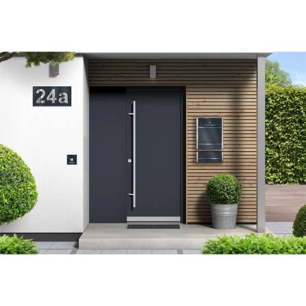 Hausnummernschild Anthrazit Edelstahlziffern