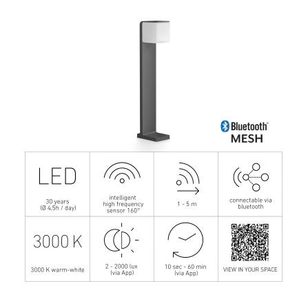 LED Außenleuchte | GL 80 SC | Anthrazit | Sensor & Bluetooth