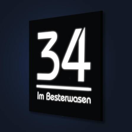 LED-Hausnummernschild in Anthrazit mit Hausnummer groß