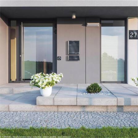 Metzler Boîte aux Lettres Pied Support Anthracite Gravure + Compartiment Journaux optionnelle | 01