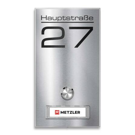 Metzler Funkklingel Edelstahl austauschbares Namensschild...