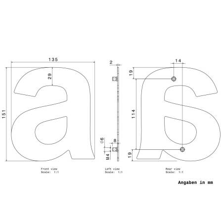 Metzler Hausnummer | Edelstahl gebürstet | Arial | Höhe 15 cm | a