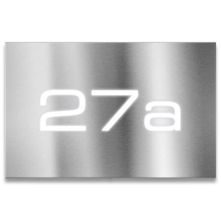 LED-beleuchtetes Hausnummernschild 3-stellig aus Edelstahl