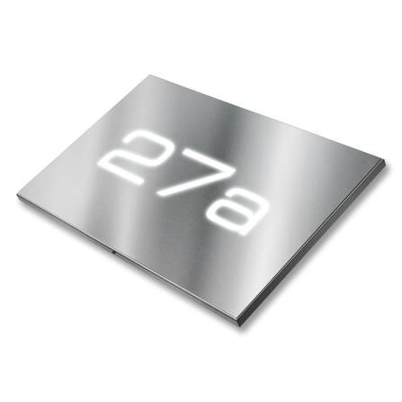 LED-beleuchtetes Hausnummernschild 3-stellig aus Edelstahl