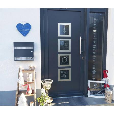 Cassetta delle lettere Metzler con campanello wireless | Antracite | personalizzata con incisione | Targhetta nome in acciaio inox | con vano per giornali | Stencil