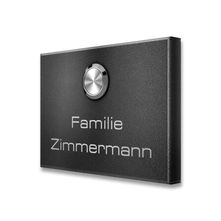 Metzler Aufputz Türklingel | personalisiert mit Gravur | Edelstahl-Taster mit LED | DB 703 Eisenglimmer | Vitus